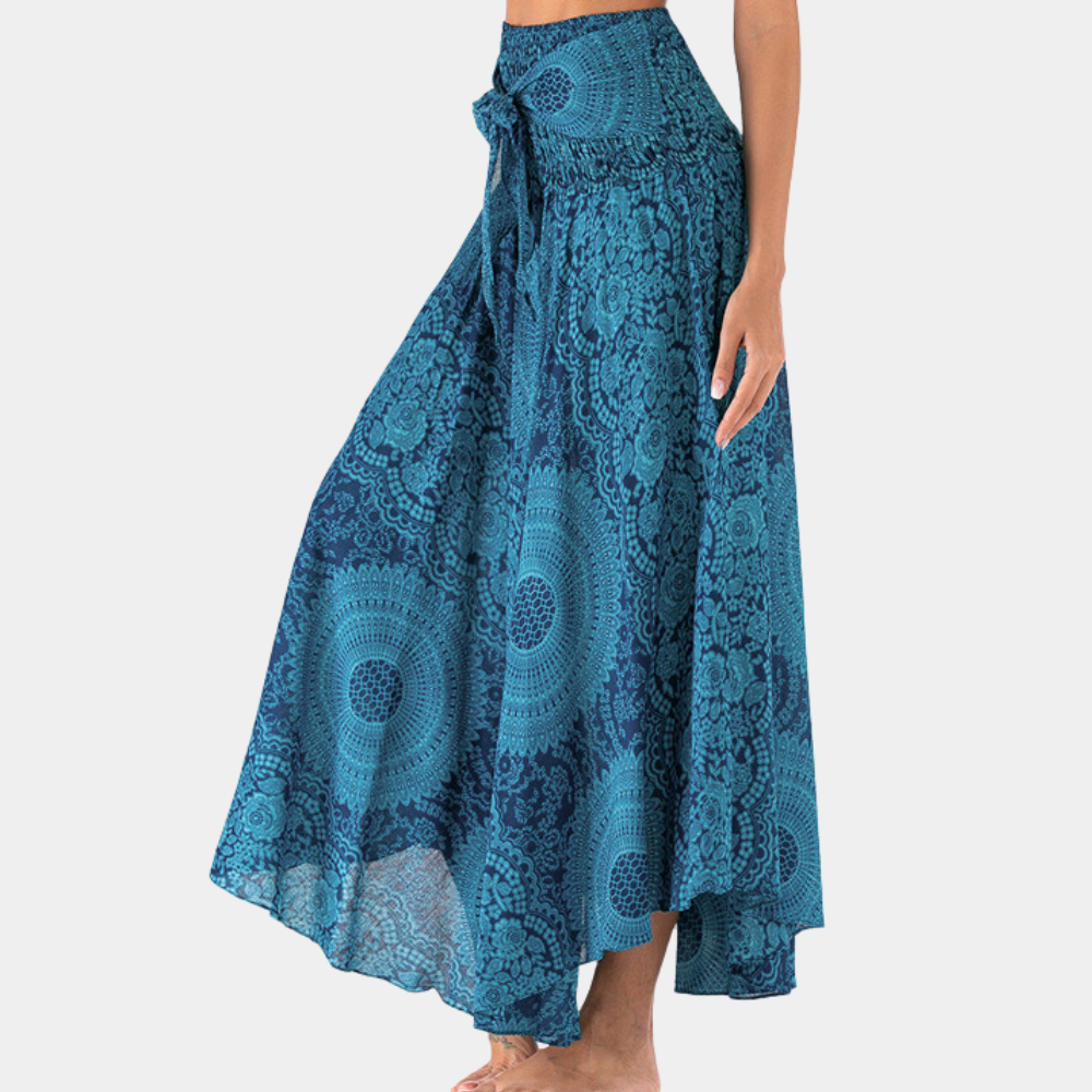 Womens Convertible Maxi Skirt – Mandala Print, Flowy Boho Festival Wear