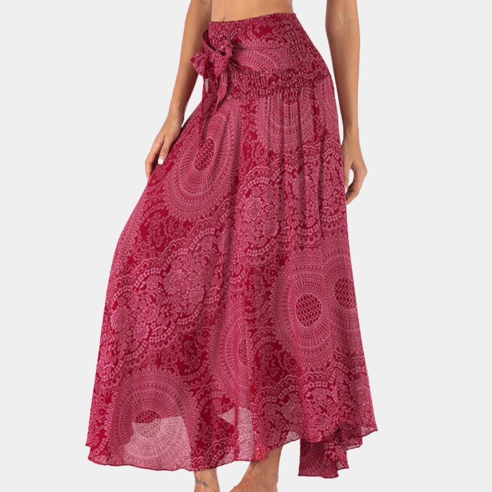 Womens Convertible Maxi Skirt – Mandala Print, Flowy Boho Festival Wear