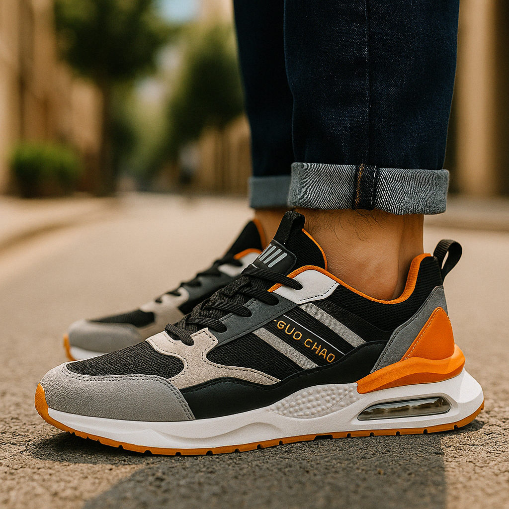 Men's Chunky Trainers – Retro Stripe Design, Comfortable Casual Streetwear