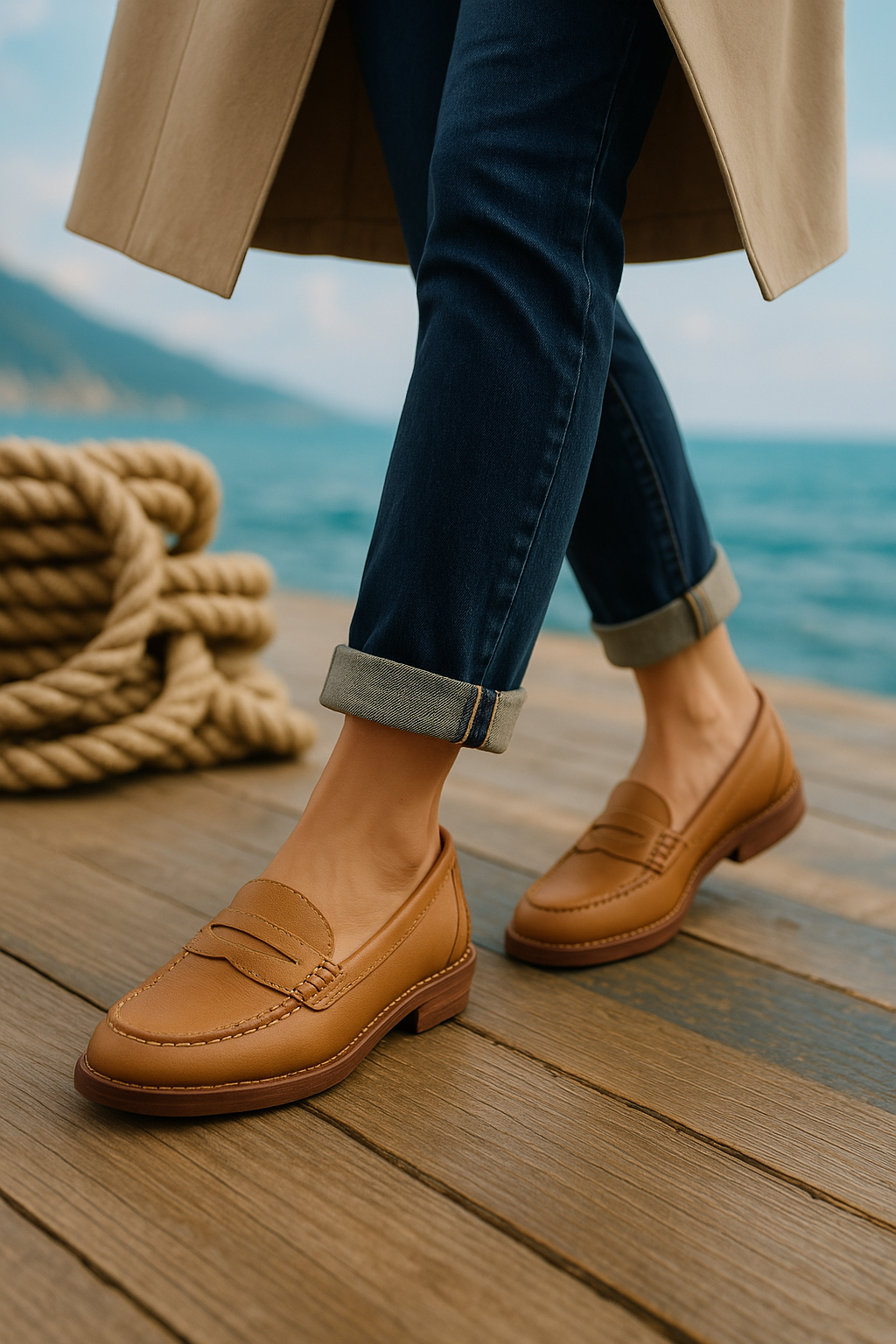 Women's Penny Loafers – Classic Stitch Detail, Comfy Fit Smart Casual Wear