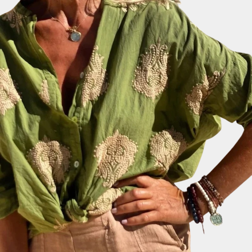 Women's Blouse – Paisley Print, Oversized Boho Holiday