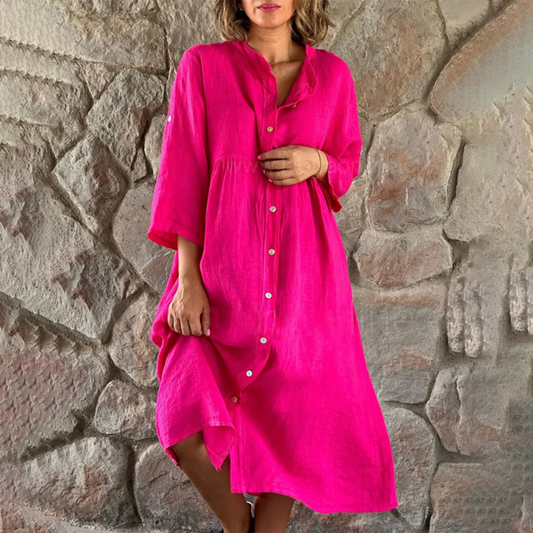 Button Down Maxi Shirt Dress – Long Sleeve Oversized Fit