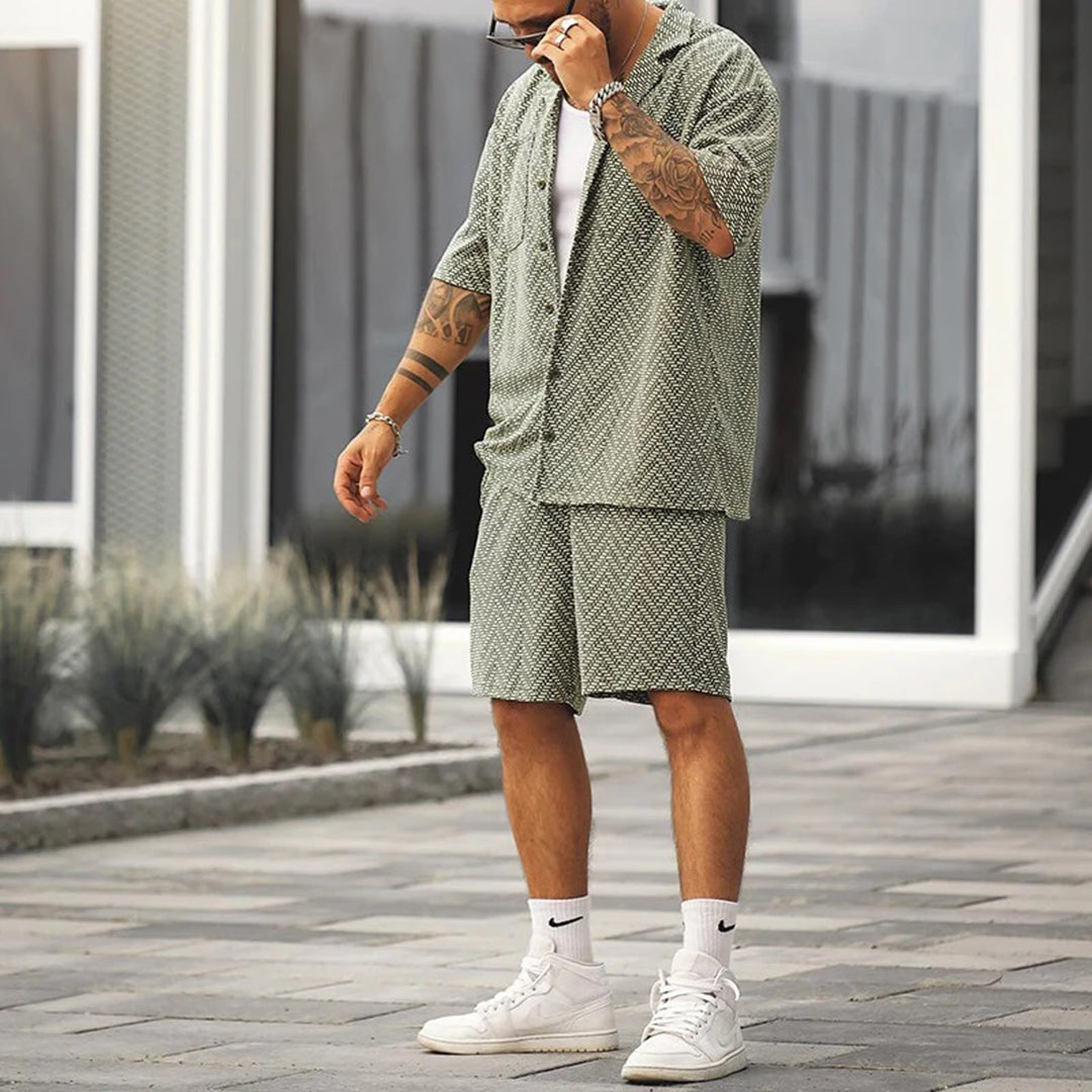 Men's Co-ord Set – Cuban Collar, Relaxed Fit Holiday Outfit