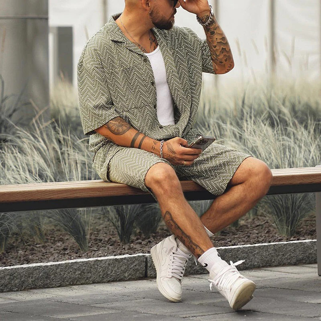 Men's Co-ord Set – Cuban Collar, Relaxed Fit Holiday Outfit