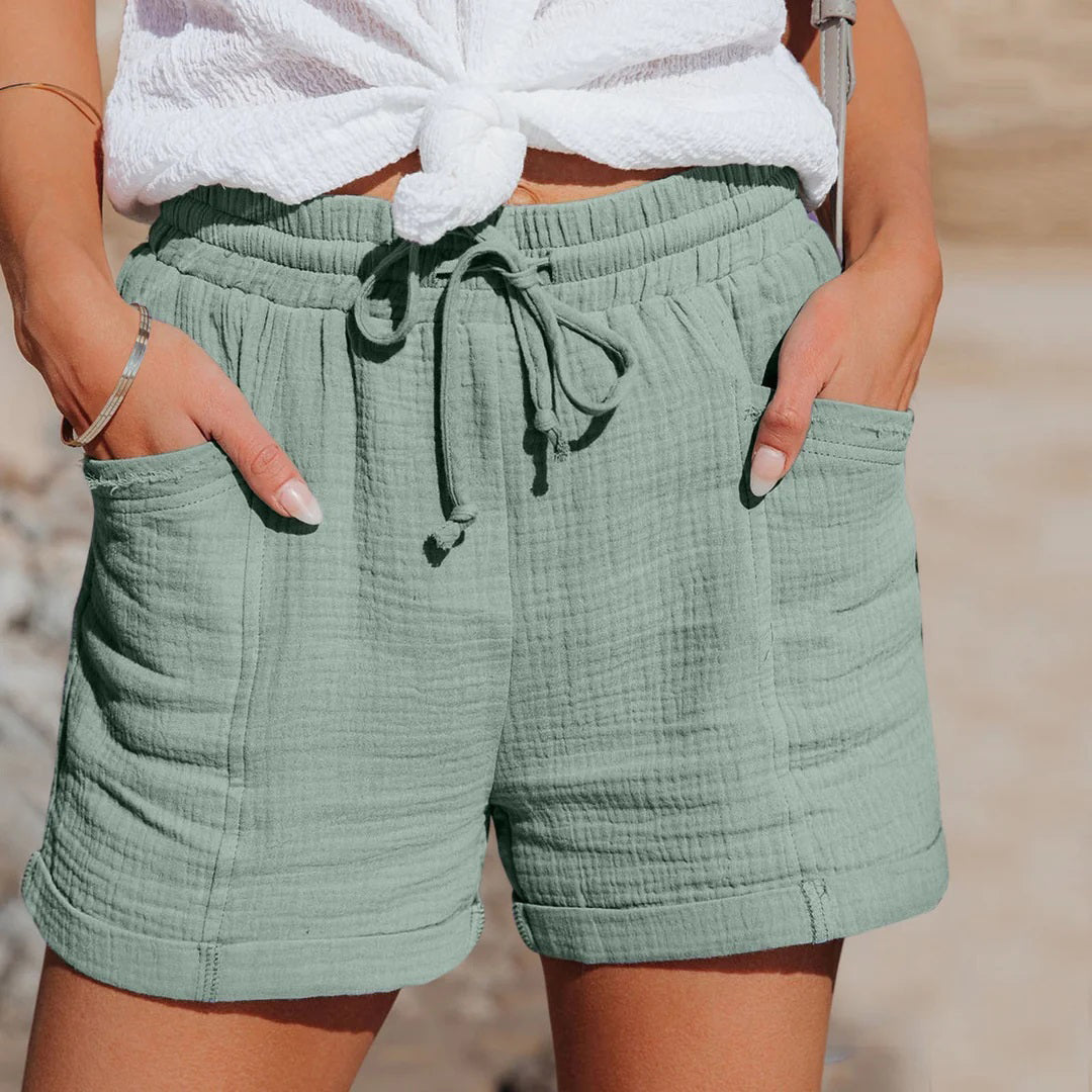 Women's Linen Shorts – Drawstring, Relaxed Fit Summer Holiday
