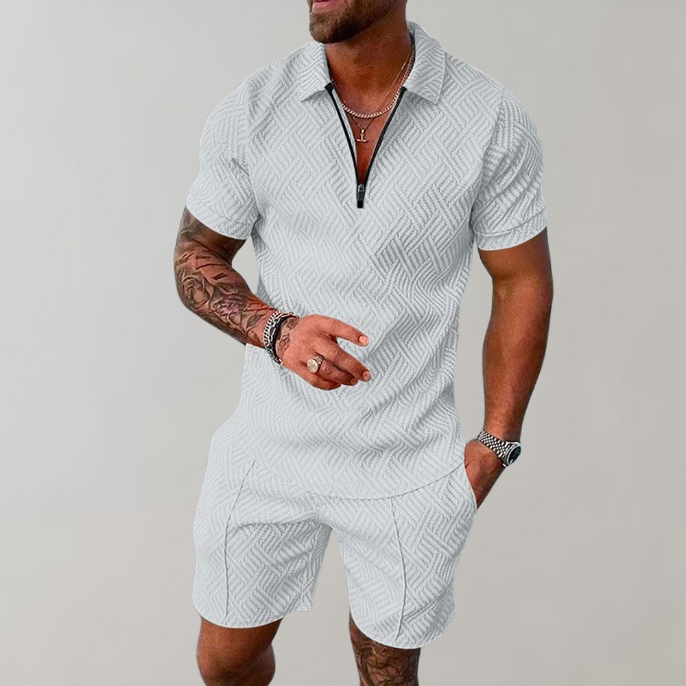 Men's Knitted Co-ord Set – Crew Neck Design, Relaxed Fit Summer Lounge Set