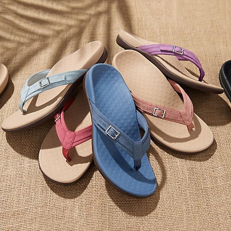 Women's Toe Post Sandals – Buckle Detail, Comfortable Summer Style