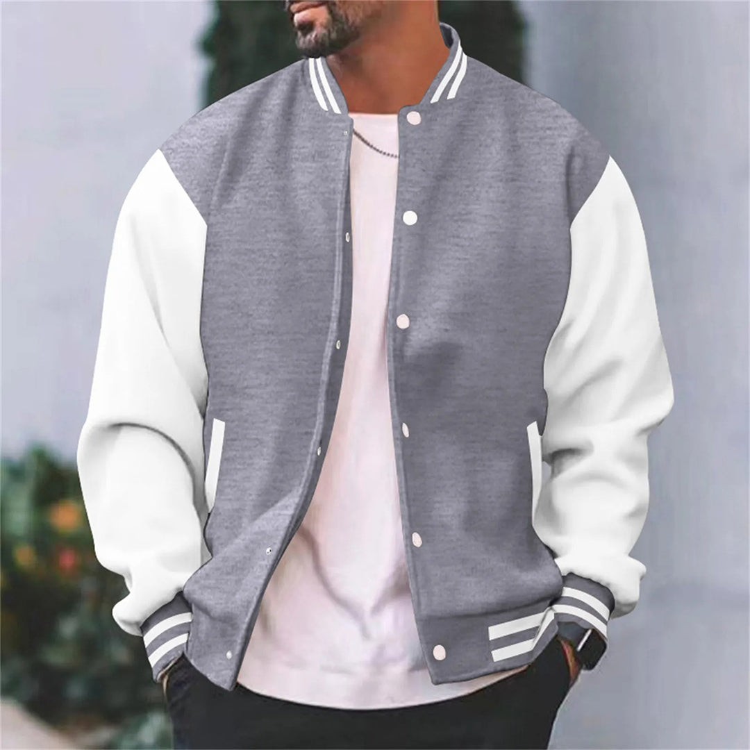 Men's Varsity Jacket – Contrast Sleeve, Plush Lined Casual Bomber