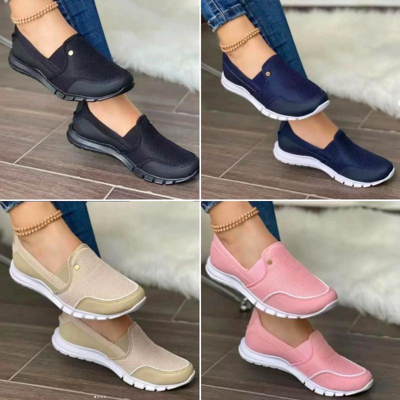 Womens Slip-On Trainers – Breathable Mesh, Comfy Everyday Casual Shoes