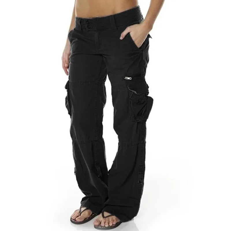 Women's Cargo Trousers – Multi-Pocket, Relaxed Fit Y2K Streetwear