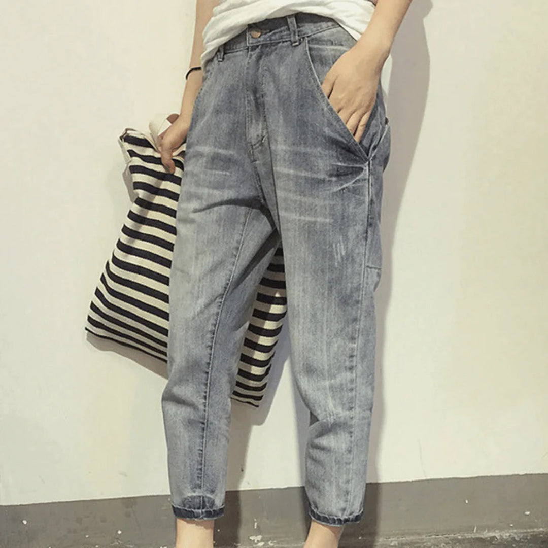 Women's Tapered Jeans – Cropped Leg, Relaxed Fit Casual Trousers