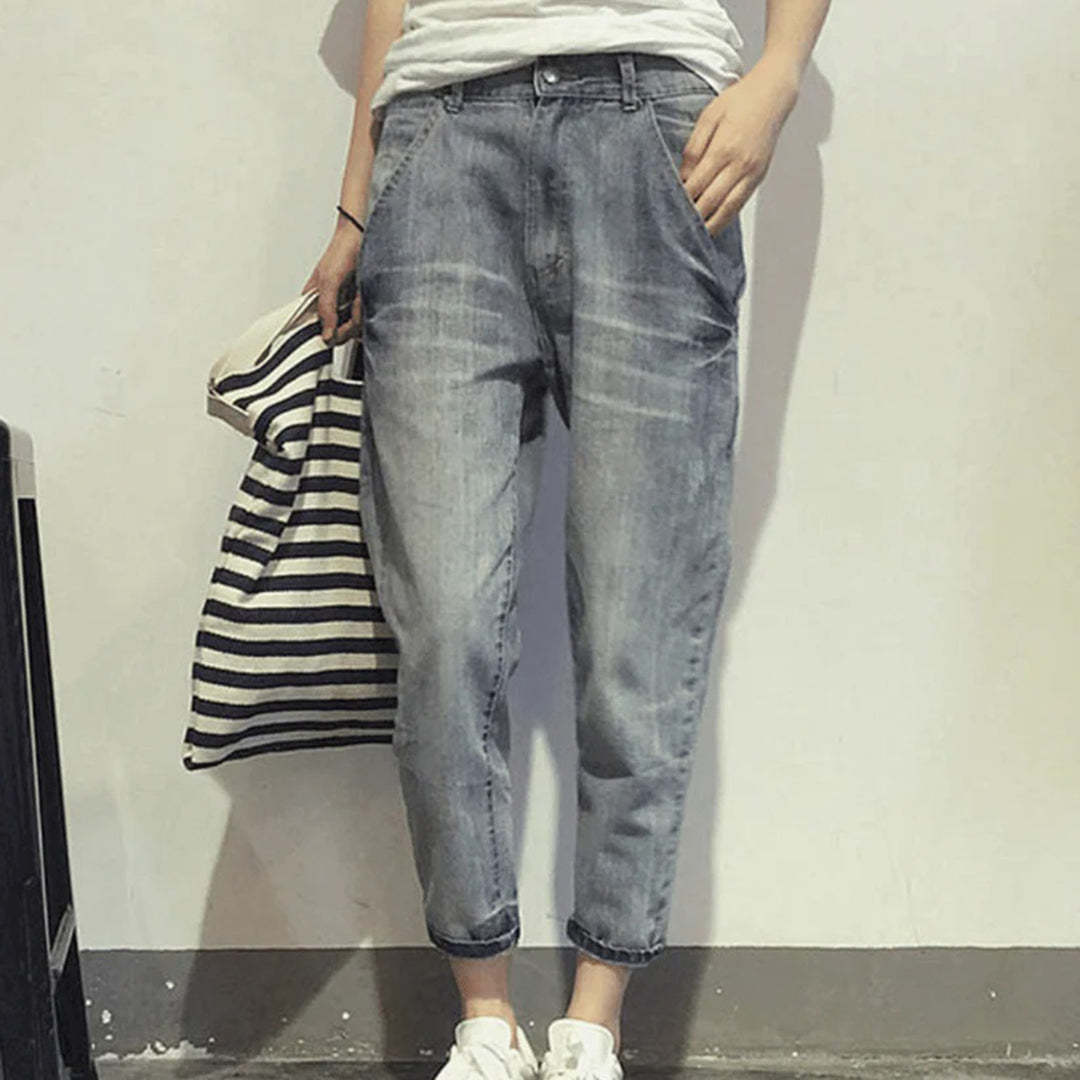 Women's Tapered Jeans – Cropped Leg, Relaxed Fit Casual Trousers