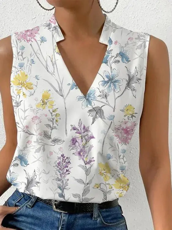 Women's Sleeveless Blouse – Notch Neck Wrap, Lightweight Smart Casual Top
