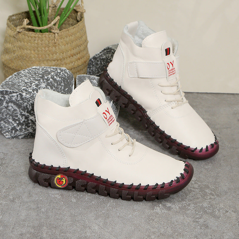 Women's Ankle Boots – Fleece Lined Lace Up, Comfy Casual Winter