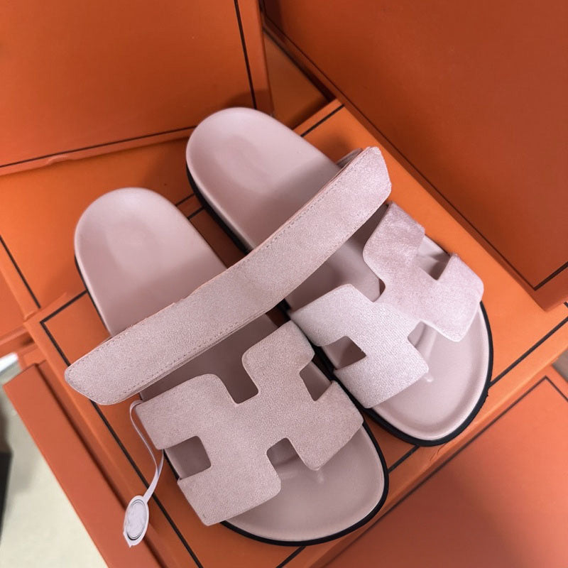 Women's Sliders – H-Strap Design, Comfortable Flat Holiday Sandals