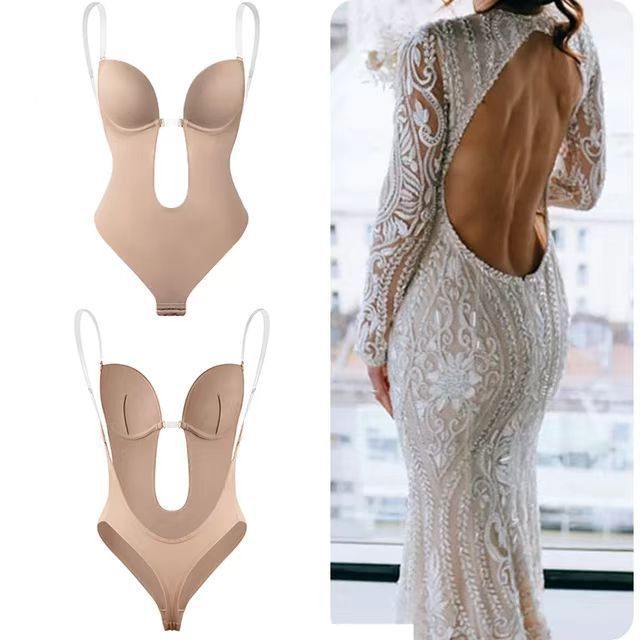 Women's Plunge Body Shaper – Backless Bodysuit, Sculpting for Dresses & Events