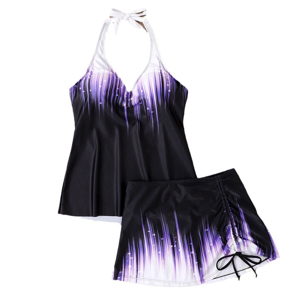 Printed Tankini Set with Shorts – Flowy Fit in Ombre & Sparkle Styles