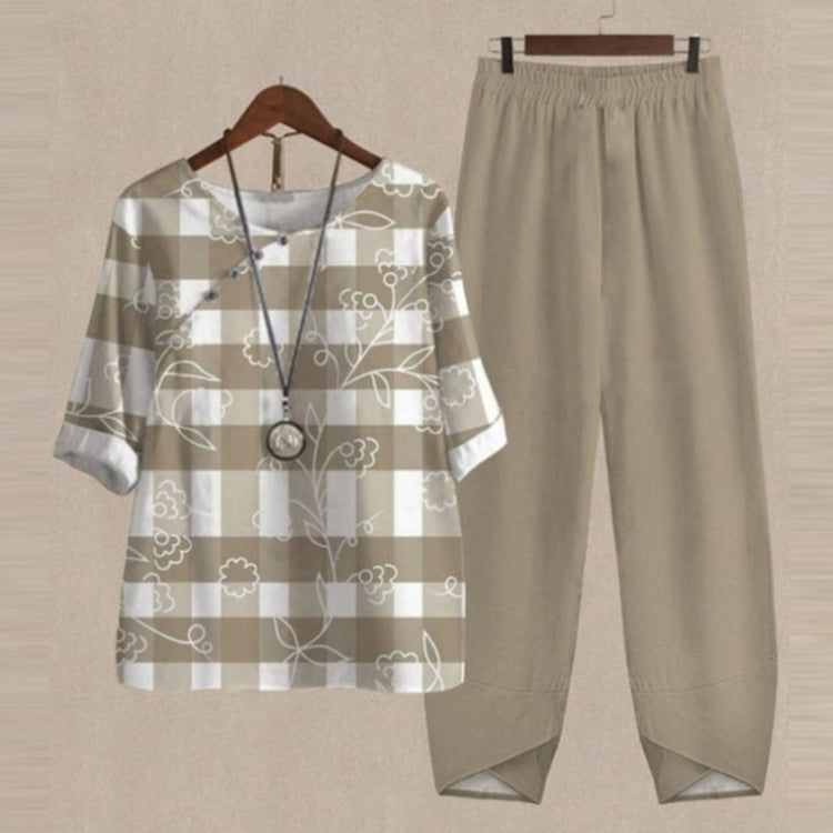 2-Piece Cotton Lounge Set – Printed Tops & Comfy Elastic Waist Pants