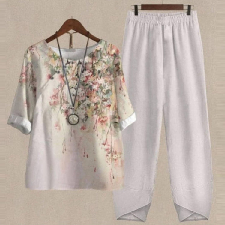 2-Piece Cotton Lounge Set – Printed Tops & Comfy Elastic Waist Pants