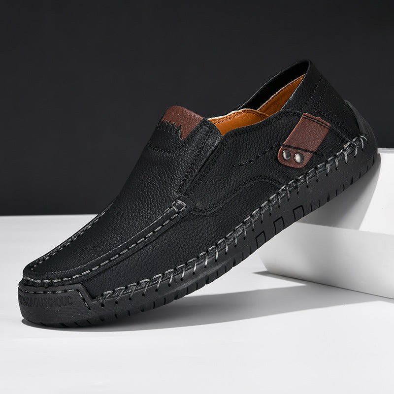 Men's Slip-On Loafers – Hand-Stitched Design, Comfortable Casual Shoes