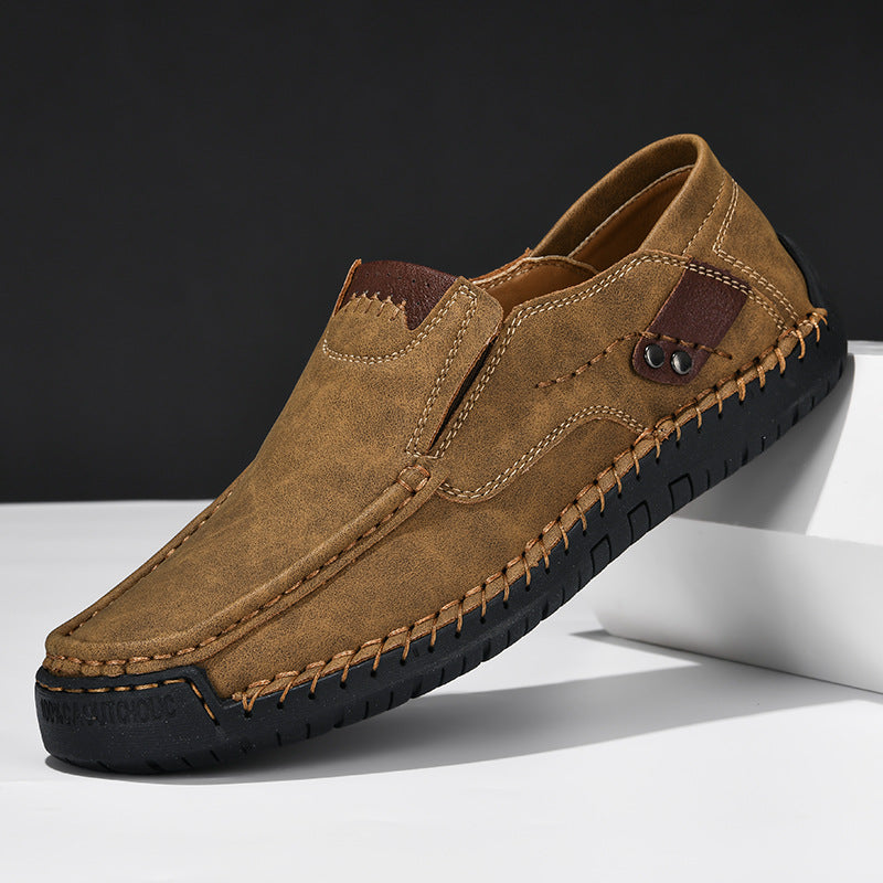 Men's Slip-On Loafers – Hand-Stitched Design, Comfortable Casual Shoes