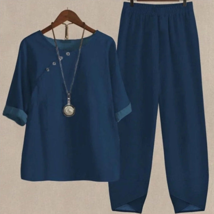 2-Piece Cotton Lounge Set – Printed Tops & Comfy Elastic Waist Pants