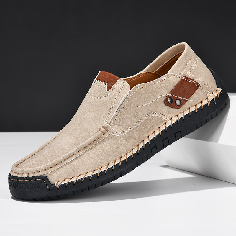 Men's Slip-On Loafers – Hand-Stitched Design, Comfortable Casual Shoes