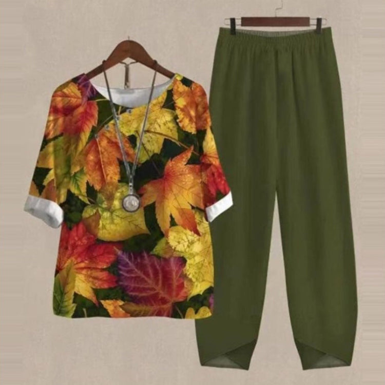 2-Piece Cotton Lounge Set – Printed Tops & Comfy Elastic Waist Pants