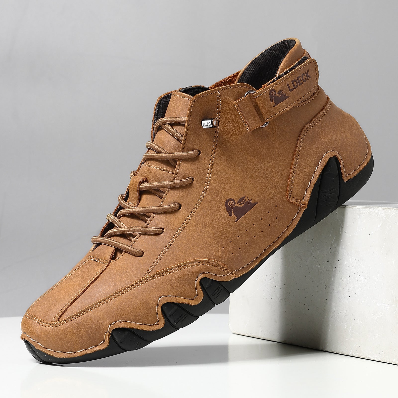 Men's Ankle Boots – Stitched Leather-Look, Comfortable Everyday Casual Shoes