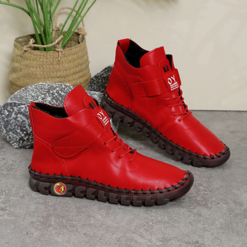 Women's Ankle Boots – Fleece Lined Lace Up, Comfy Casual Winter