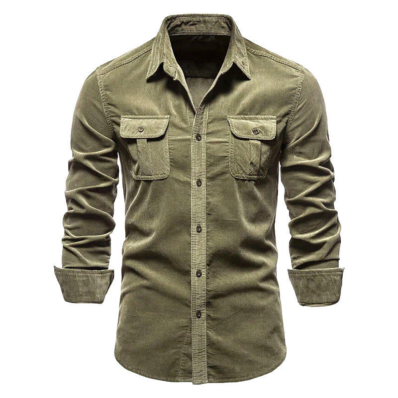 Men's Cord Shirt – Twin Pocket, Regular Fit Smart Casual