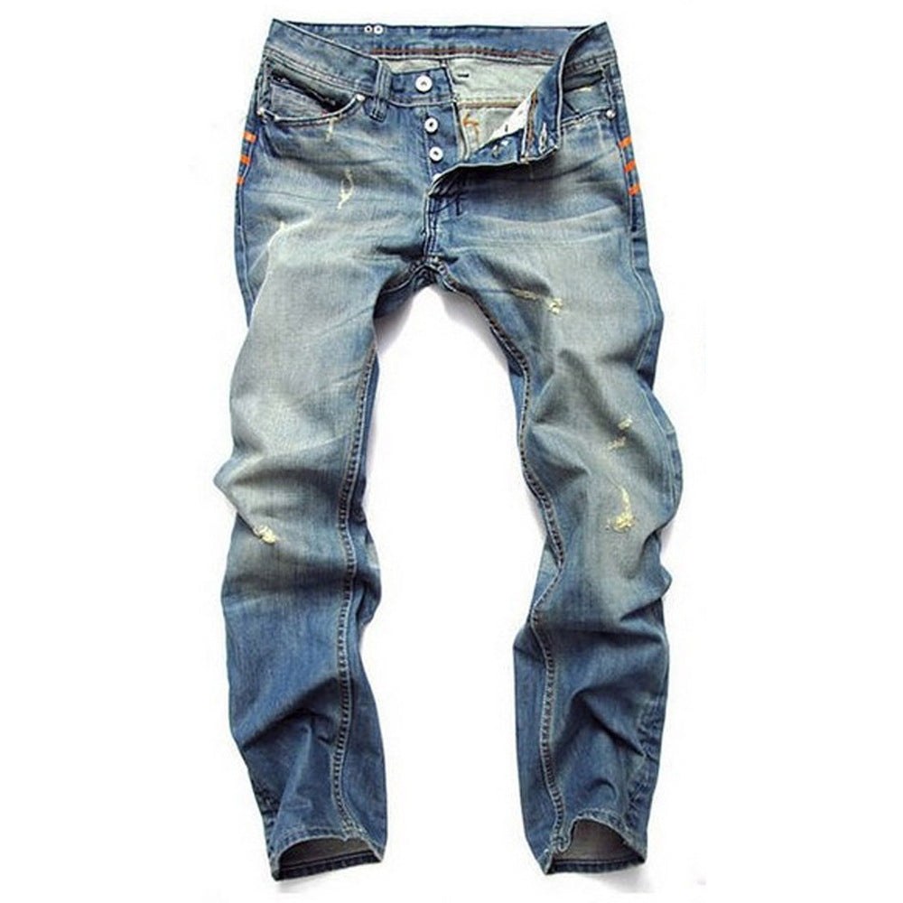 Men's Jeans – Button Fly Detail, Straight Fit Casual Denim