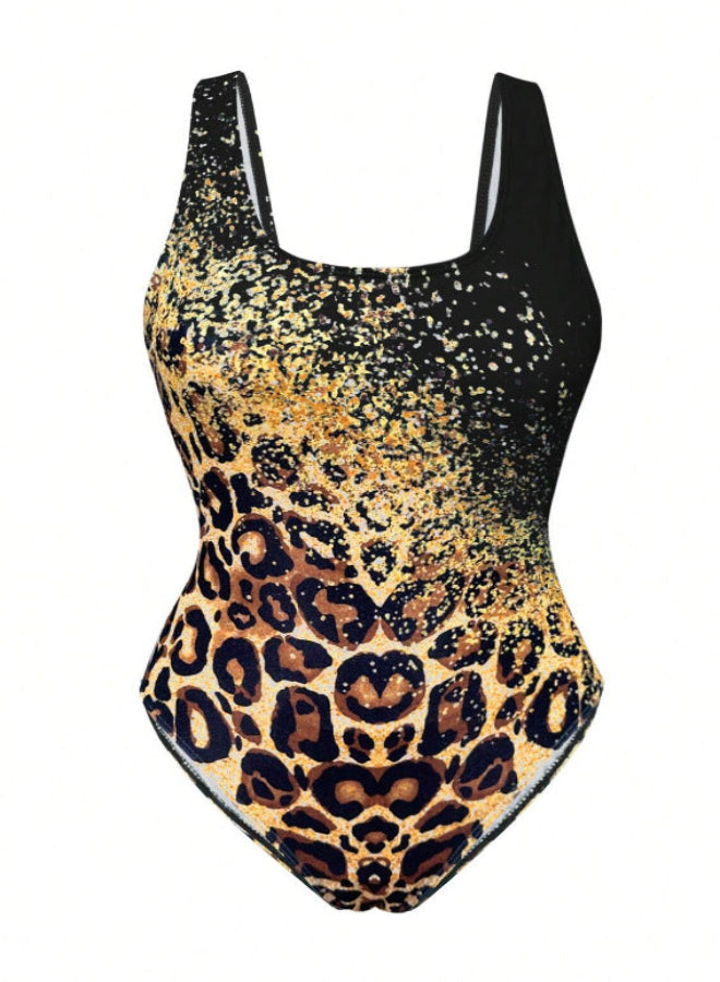 Leopard Gradient One-Piece Swimsuit – Bold Animal Print