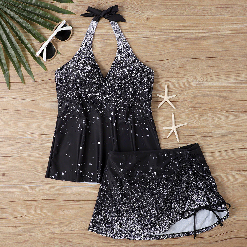 Printed Tankini Set with Shorts – Flowy Fit in Ombre & Sparkle Styles