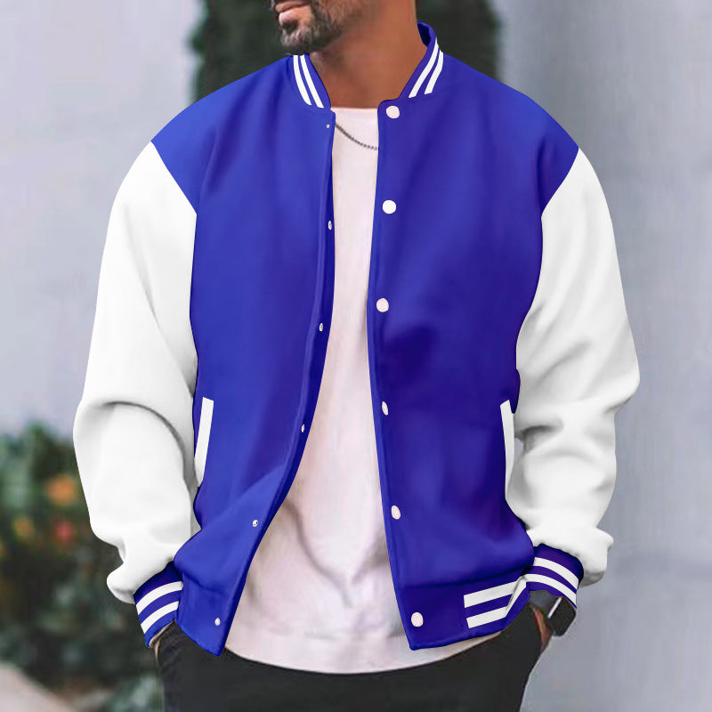 Men's Varsity Jacket – Contrast Sleeve, Plush Lined Casual Bomber