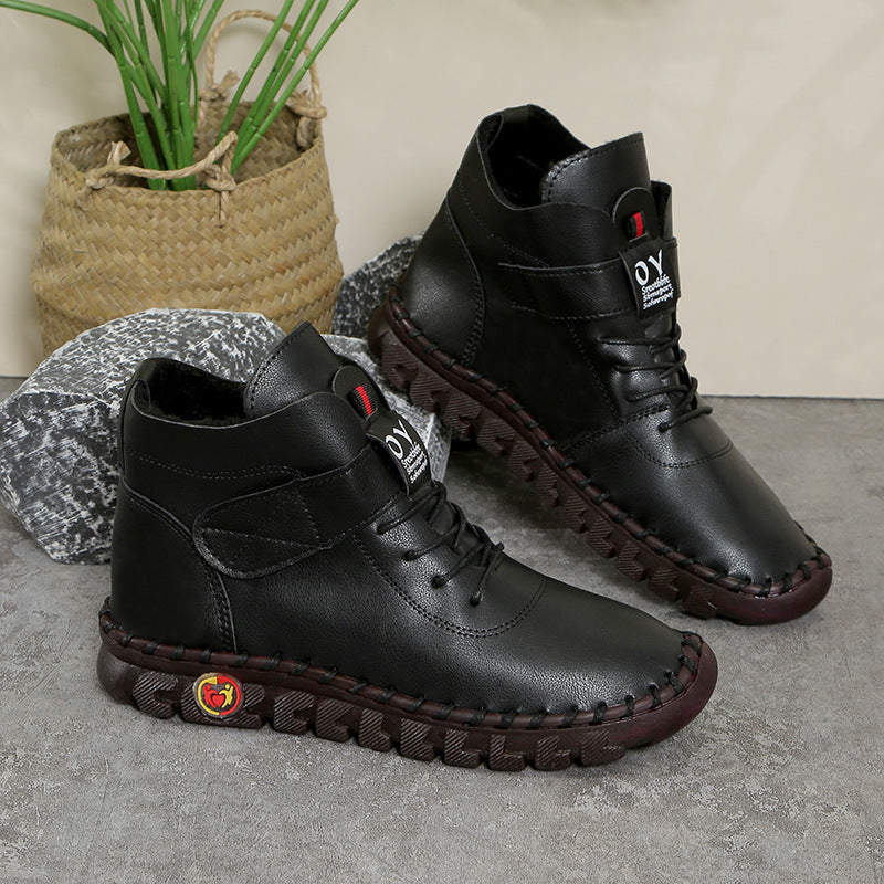 Women's Ankle Boots – Fleece Lined Lace Up, Comfy Casual Winter