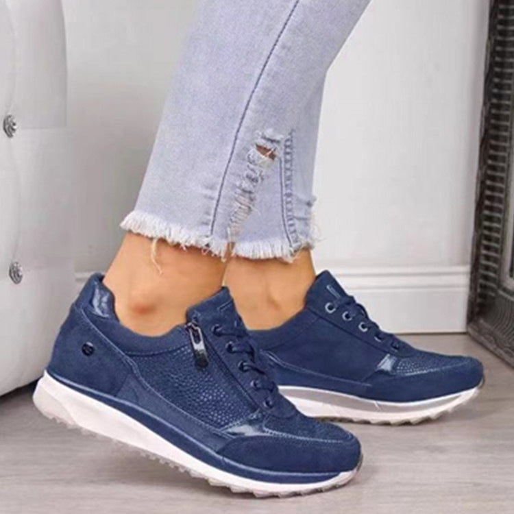 Ladies' Wedge Trainers – Side Zip, Comfortable Casual Shoes