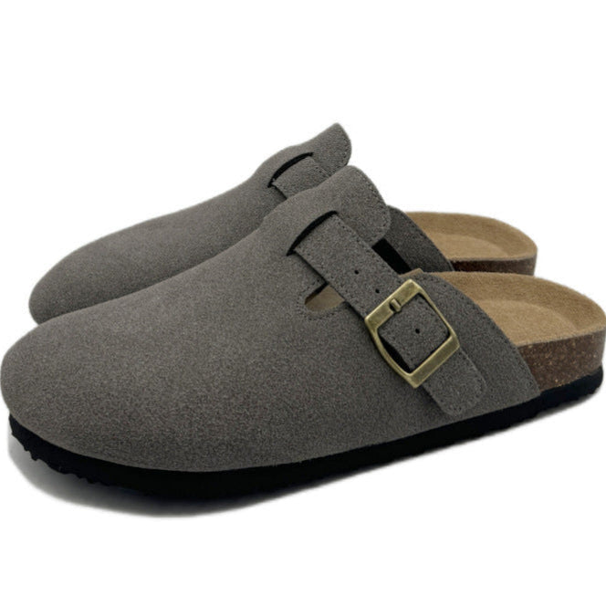 Unisex Suede Mules – Cork Footbed, Comfortable Casual Clogs