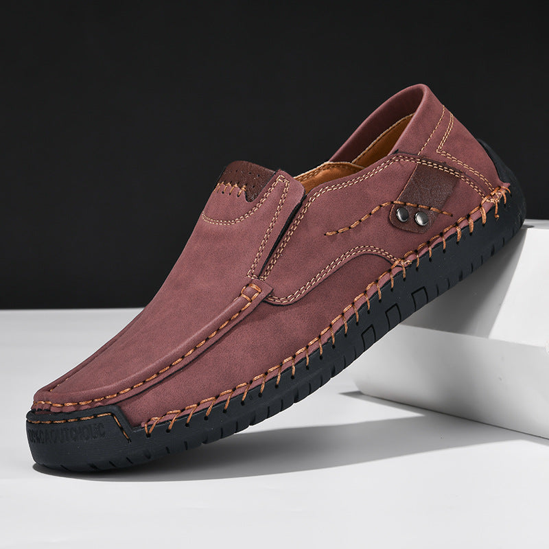 Men's Slip-On Loafers – Hand-Stitched Design, Comfortable Casual Shoes