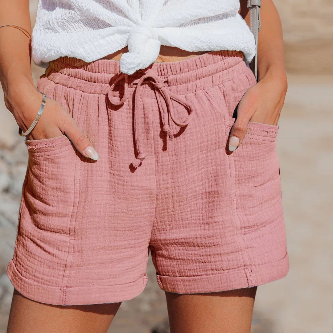 Women's Linen Shorts – Drawstring, Relaxed Fit Summer Holiday