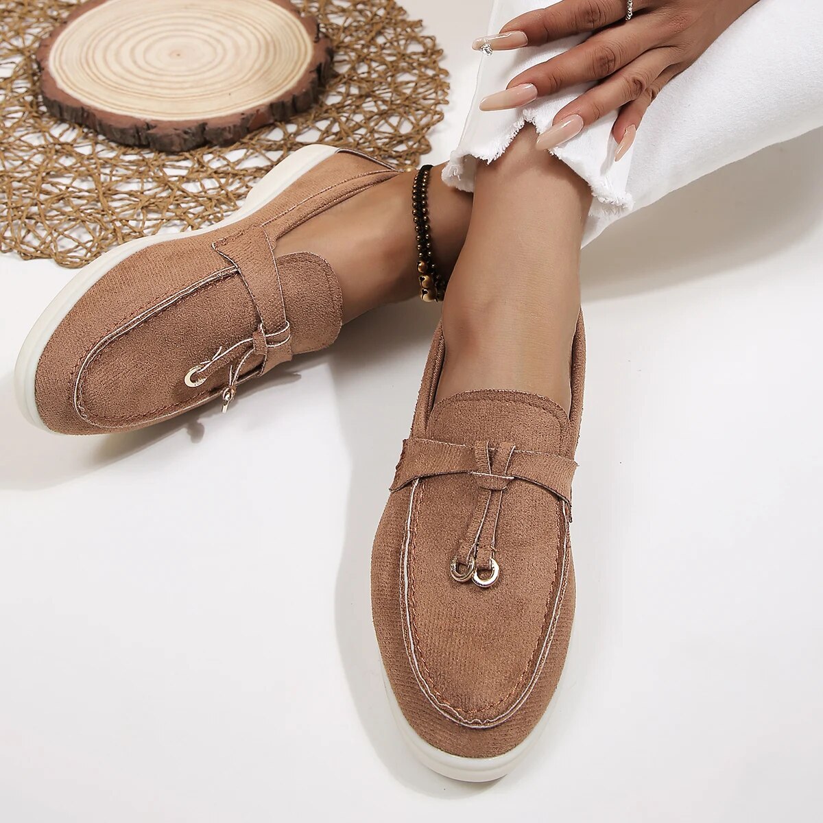 Ladies' Wedge Loafers – Hidden Heel Design, Comfortable Slip-On Casual Shoes
