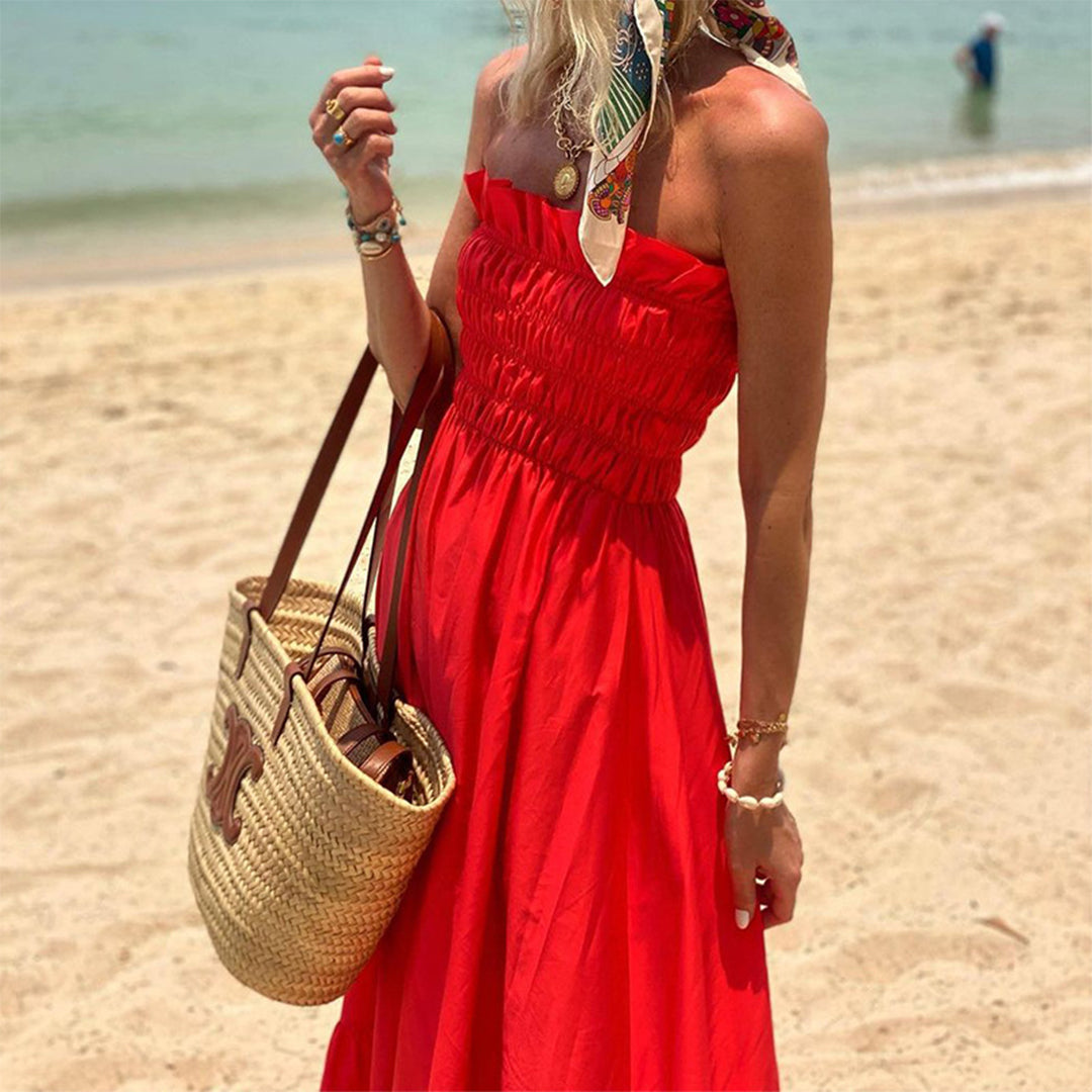 Strapless Smocked Maxi Dress – Beach Vacation & Casual Summer Style