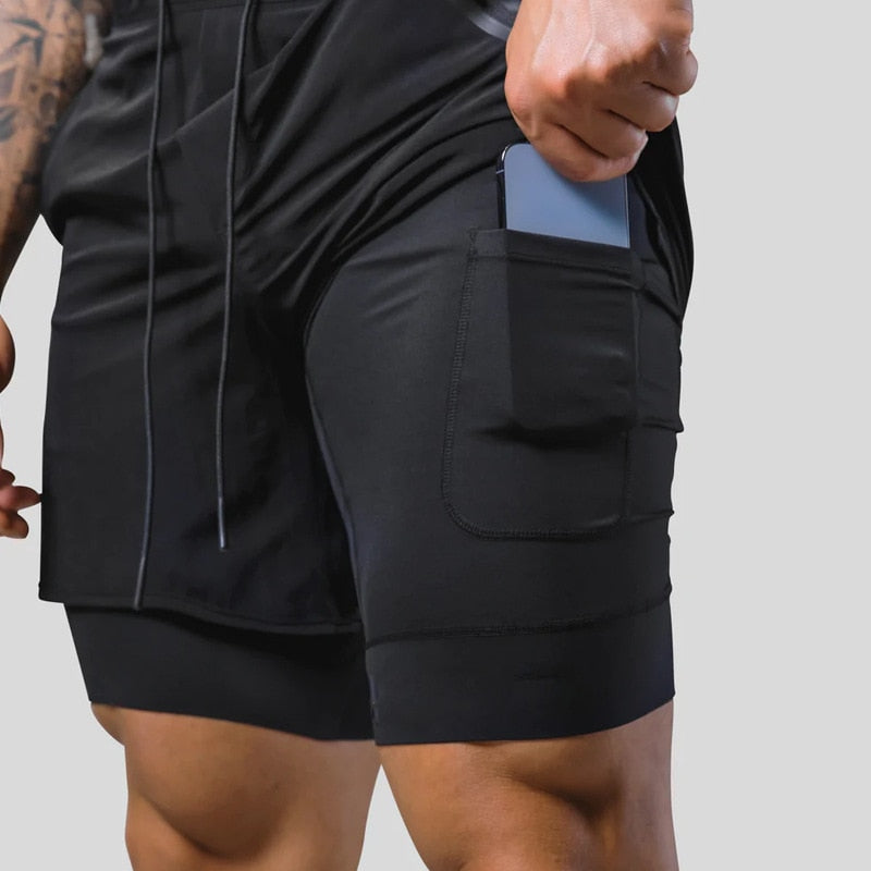 Men's 2-in-1 Shorts – With Phone Pocket, Slim Fit Gym & Running Wear