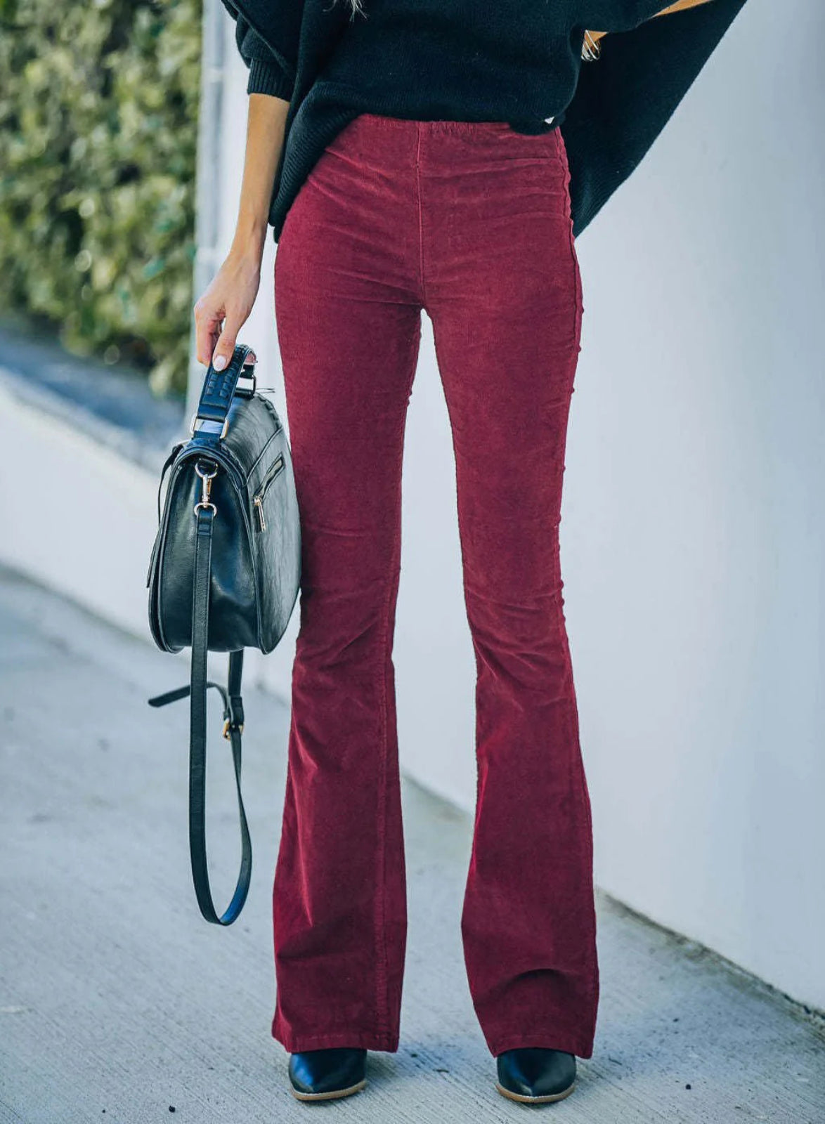 Women's Corduroy Trousers – High-Waist Bootcut, Comfortable Autumn Trousers