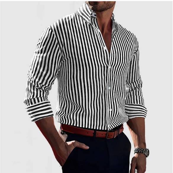Men's Smart Shirt – Classic Stripe, Slim Fit Smart Casual