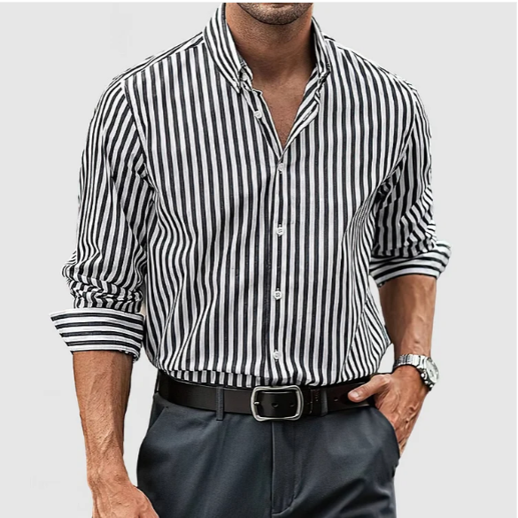 Men's Smart Shirt – Classic Stripe, Slim Fit Smart Casual