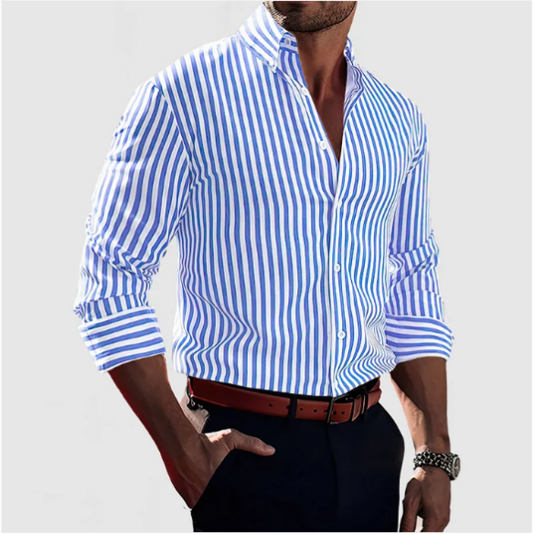 Men's Smart Shirt – Classic Stripe, Slim Fit Smart Casual