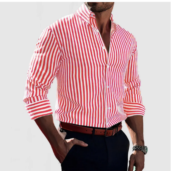 Men's Smart Shirt – Classic Stripe, Slim Fit Smart Casual