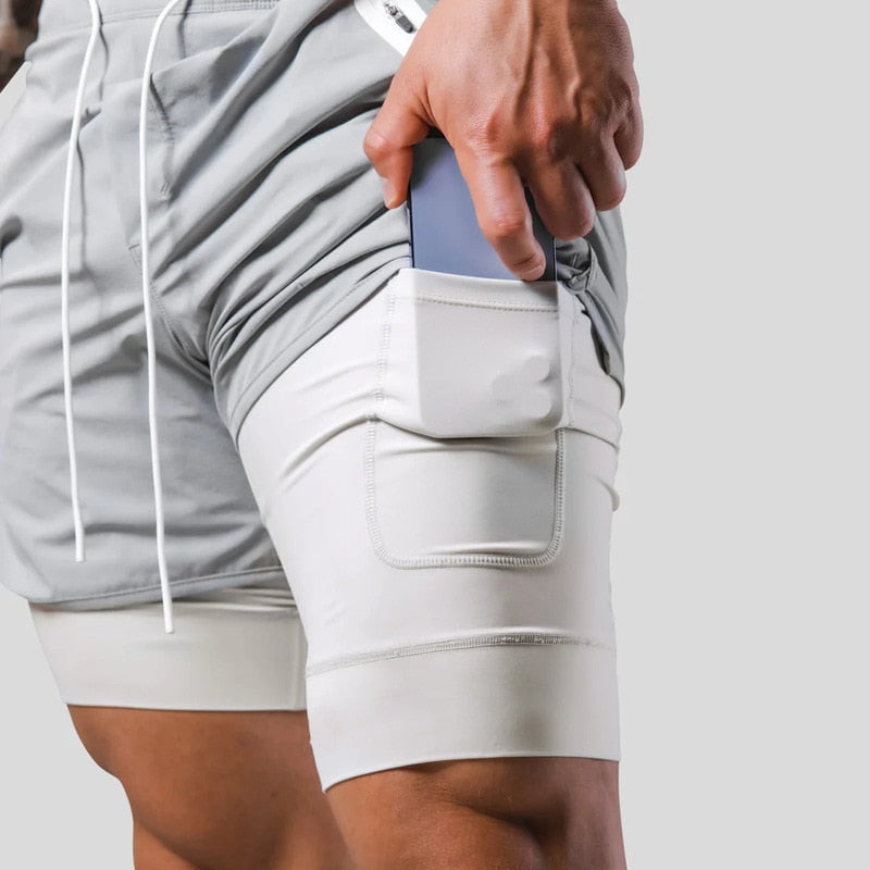 Men's 2-in-1 Shorts – With Phone Pocket, Slim Fit Gym & Running Wear