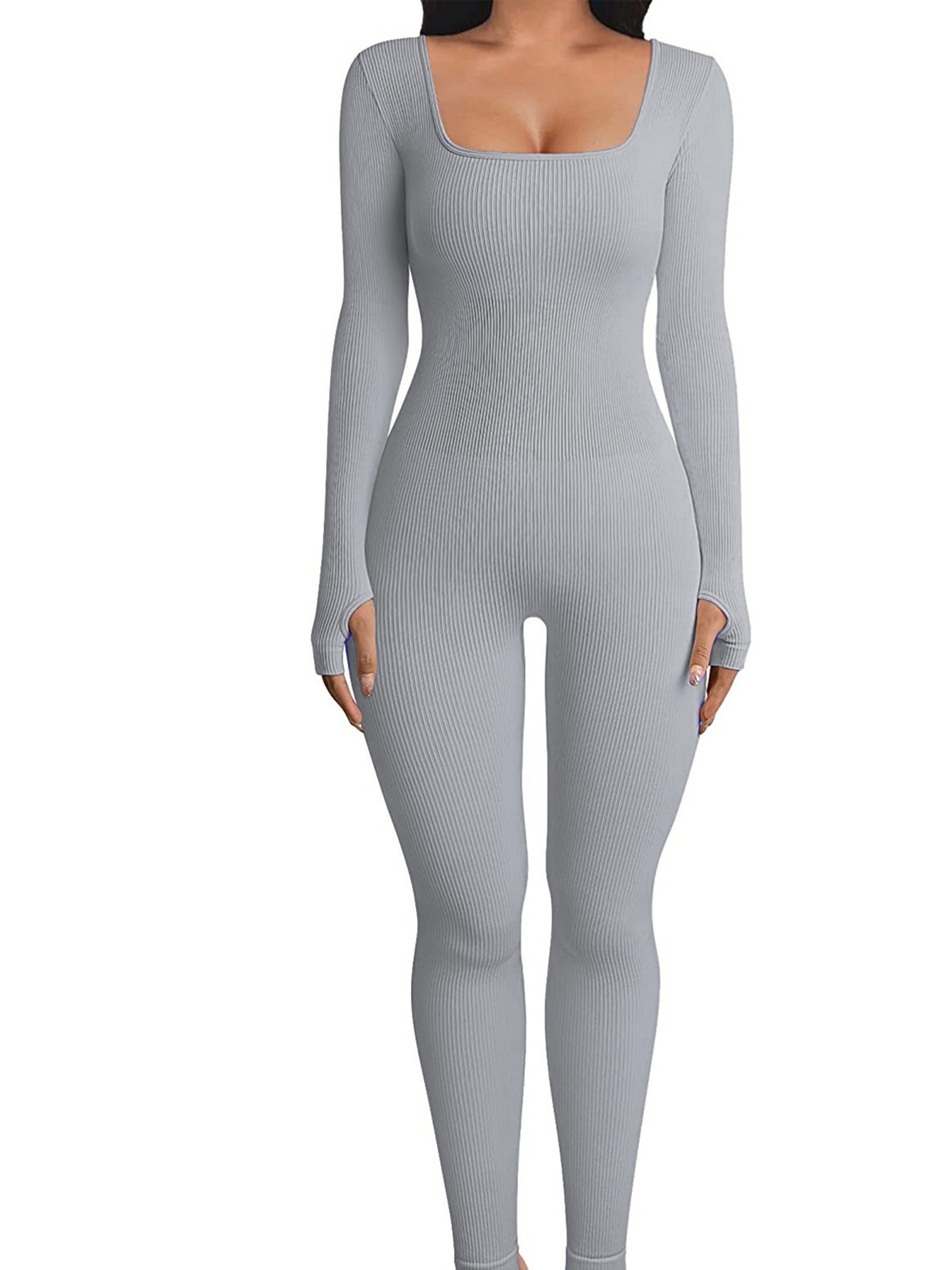 Sculpted Long Sleeve Jumpsuit – Seamless Stretch One-Piece